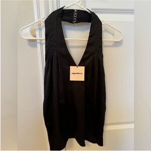NWT Superdown by Revolve Women’s Elegant Satin Black Halter XXS